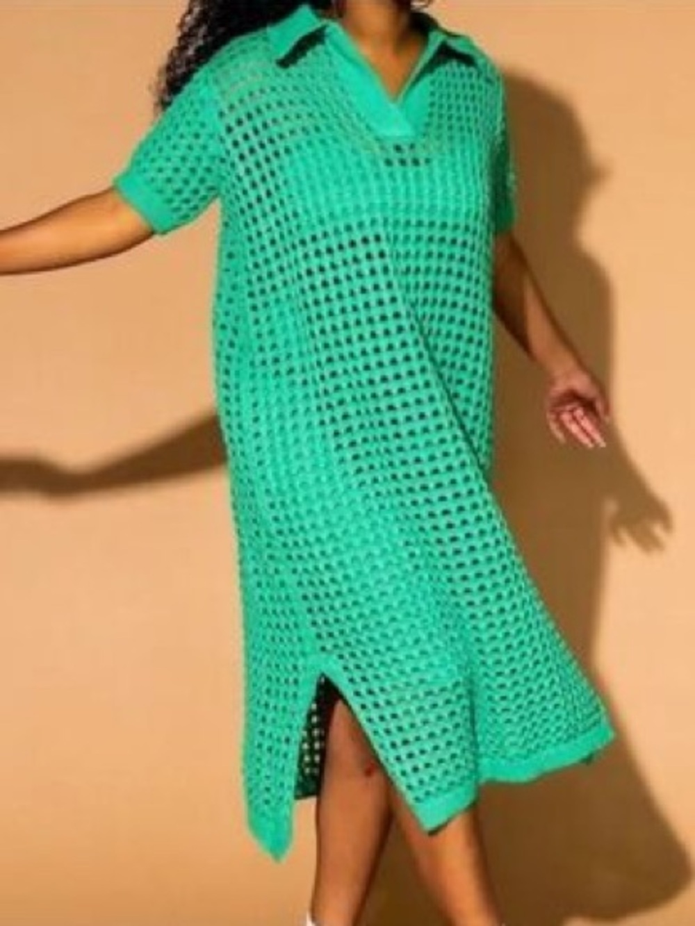 Dressed in La La - Soul Stuff Knit Dress with Slip - Jade Green, size Small